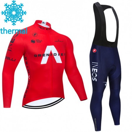 Tenue Cycliste Manches Longues et Collant à Bretelles 2021 Ineos Grenadiers Hiver Thermal Fleece N005